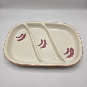 Treasure Craft USA Vintage 1985 TAOS‎ 3 Part Relish Dish Bowl GC